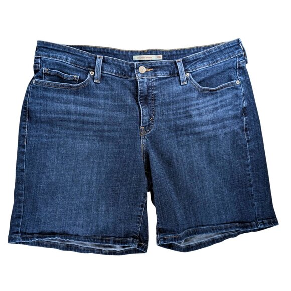 Levi's Pants - Levis 18W Mid Length Hi Waist Dark Wash Stretch Jean Shorts